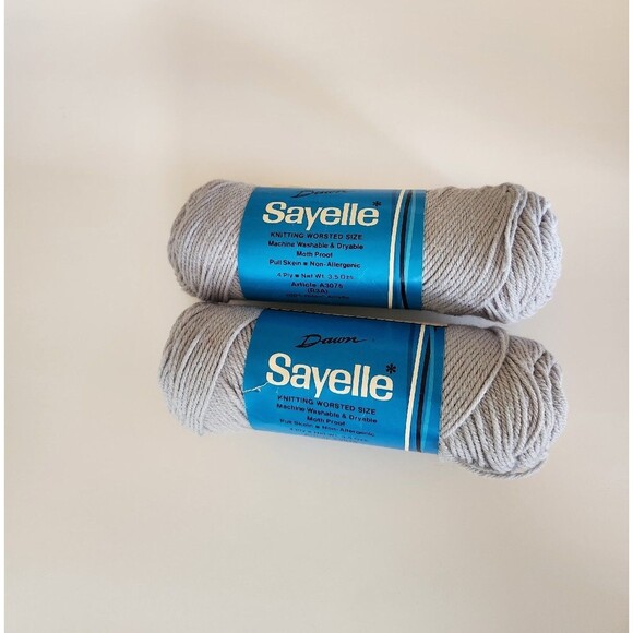Vintage  Dawn SAYELLE Yarn - #712 -Steel Grey Lot of 2 100% Orlon Acrylic New - Picture 1 of 5
